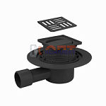 Душевой трап с сухим затвором, черный 100x100мм (8/1шт)