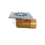 Трап угловой с сухим затвором вып 50мм100*100 мм корпус ЛАТУНЬ решетка НЕРЖАВЕЙКА VR (1/60шт