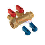 коллектор 2 выхода с отсеч кранами 3/4х1/2 нар.латунь (1/50шт)