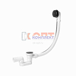 Полуавтоматический гофрированный слив-перелив для ванны, цвет чёрный  (20/1шт)