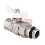 Кран шар. BASE с полусгоном 3/4" вн.-нар. белая рукоятка с доп. уплотнением  (7 /84шт)