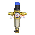 Фильтр промывной ТЕВО 1/2"  с редуктором и манометром для холодной воды
