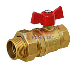 БАЗ латунь кран шаровой "американка" Ду25 прямой бабочка PN40 (16шт)