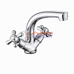 Смеситель двуручковый для умывальника средний поворотный излив VIEIR (1/10шт)