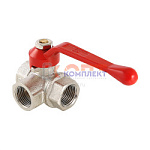 Кран шар. трехходовой, тип Т 3/4" вн.-вн.-вн. (4 /48шт)